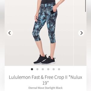 Lululemon Fast & Free Crop II Nulux 19" Size 6